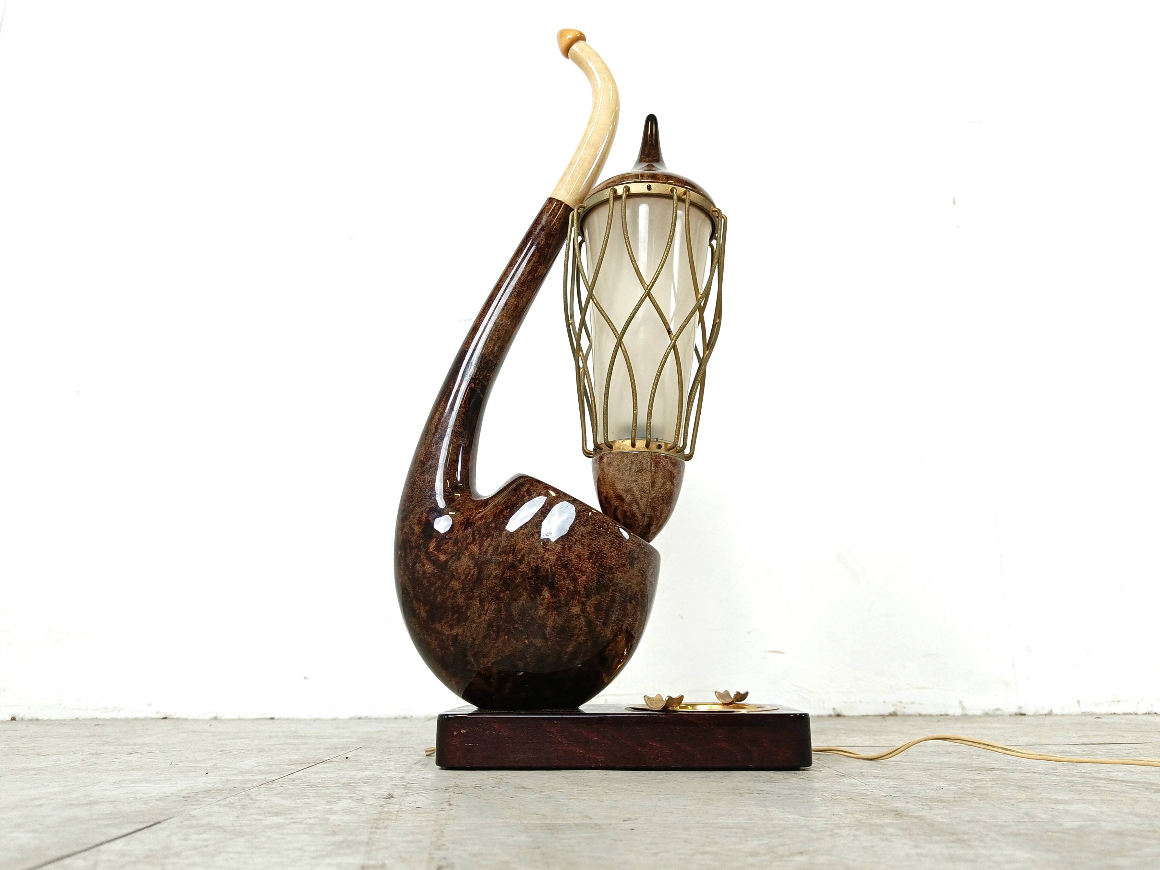 Vintage pipe table lamp by Aldo Tura, 1960s