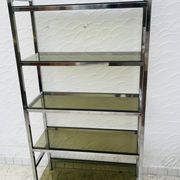 Vintage Italian design shelf in chrome and smoked glass from the 1970s.