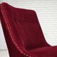 1960s, Danish armchair, original red furniture velour, beech wood legs.
