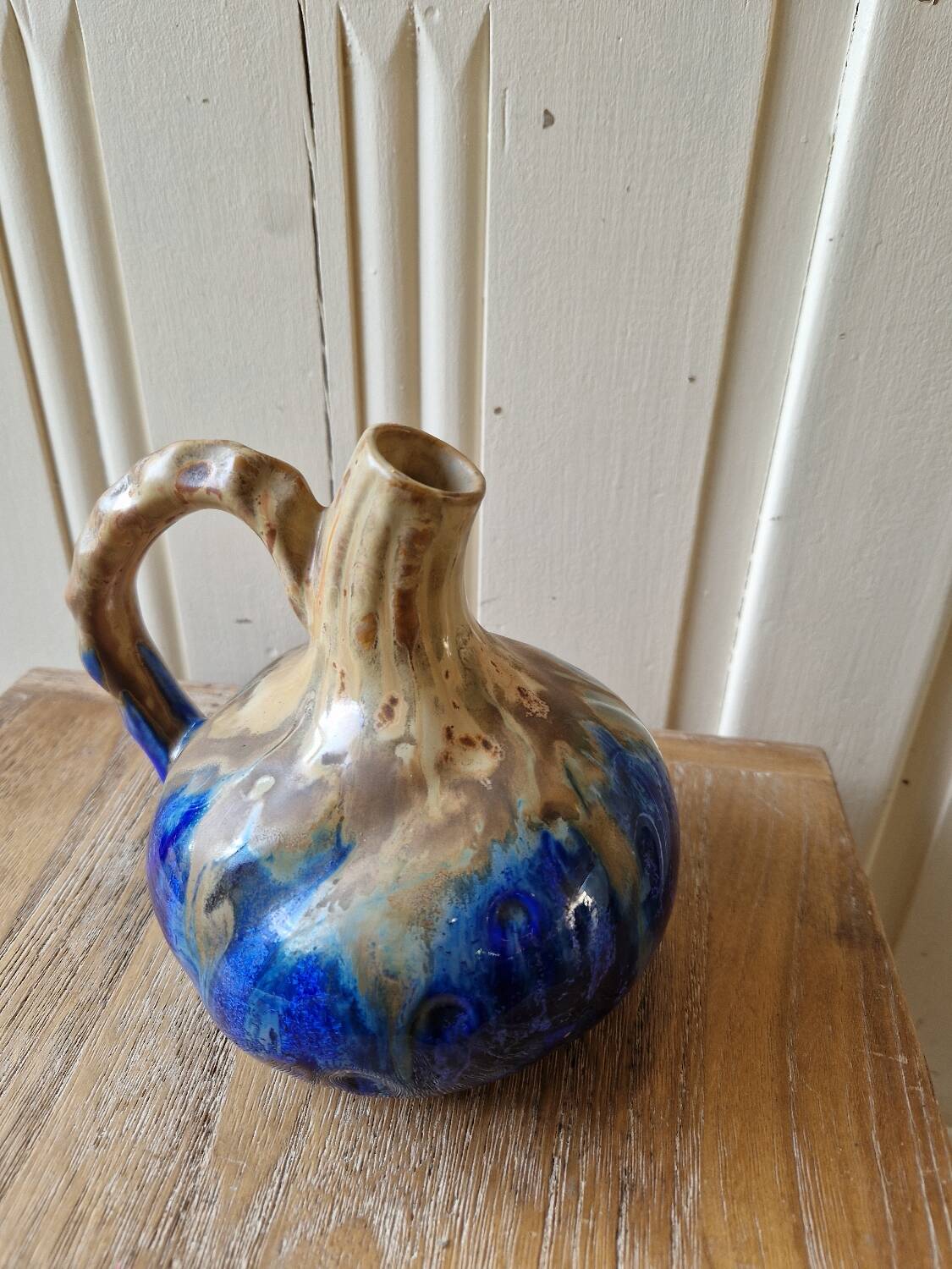 jug or carafe signed Gilbert Méténier enamelled stoneware