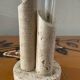 Vase soliflore vintage en travertin et verre