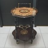 Marquetry trolley on wheels