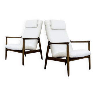 Mid-century high back armchairs by Edmund Homa, GFM, Poland, 1960s, set of