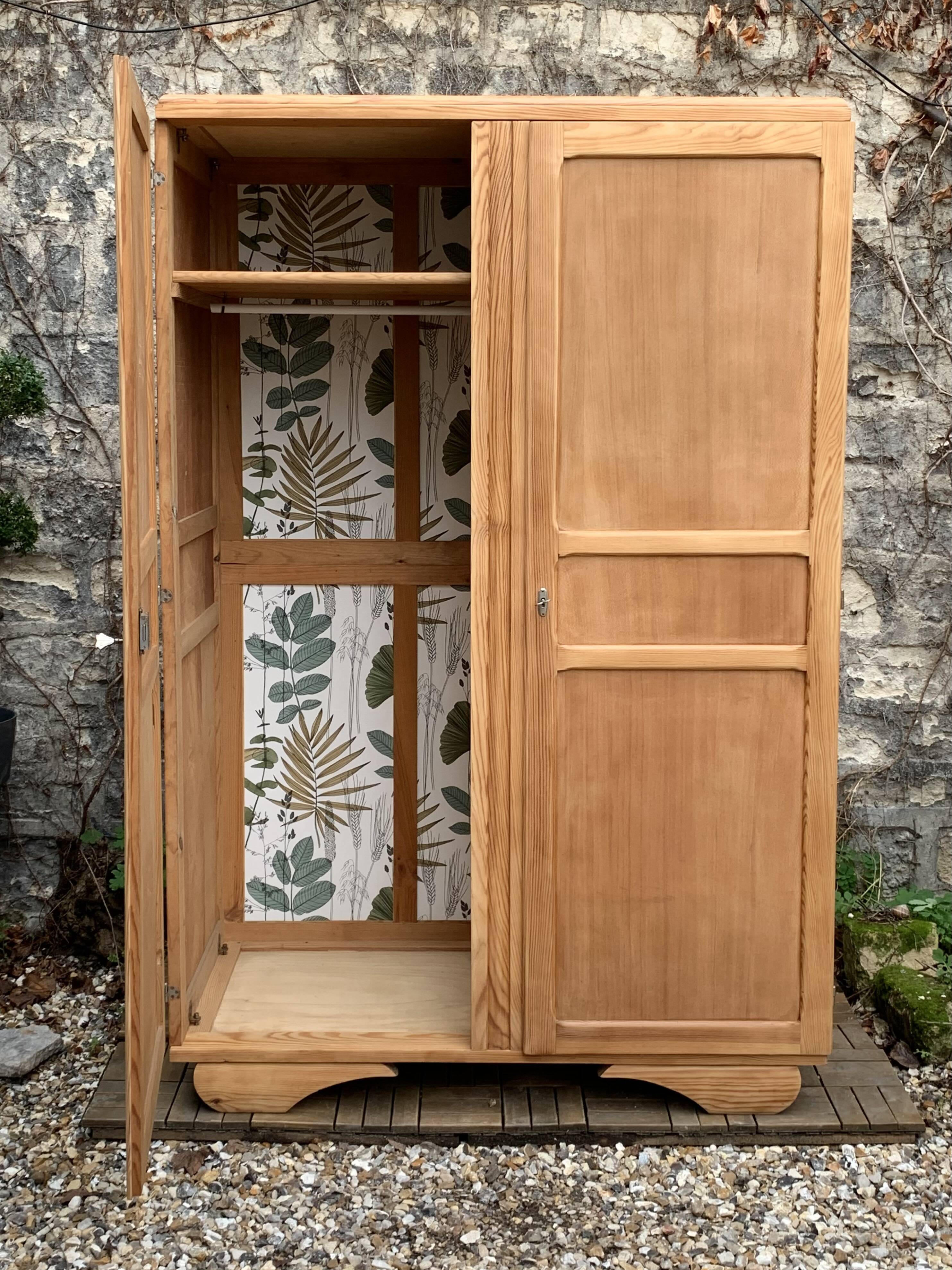 Parisian art deco wardrobe solid raw wood wardrobe