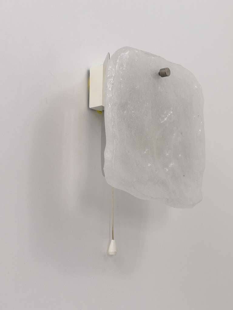 Midcentury wall sconce Kalmar in frosted ice glass, Austria, 1960s