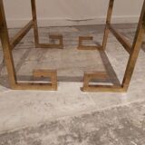 Set of 2 vintage g-shaped side tables in brass