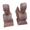Paire de chenets anciens en fonte, buste de tsar