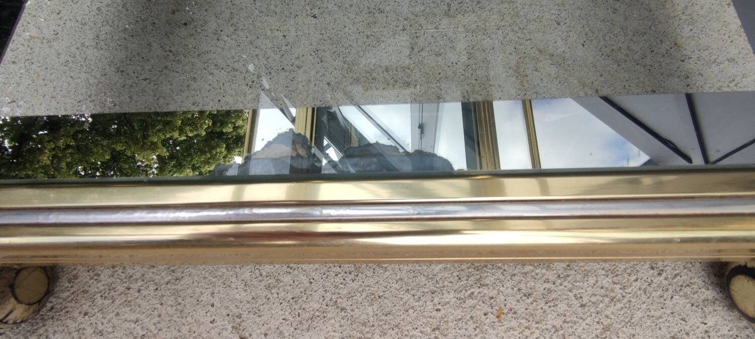 Rolling bar cart, gold-tone metal design, 1970s