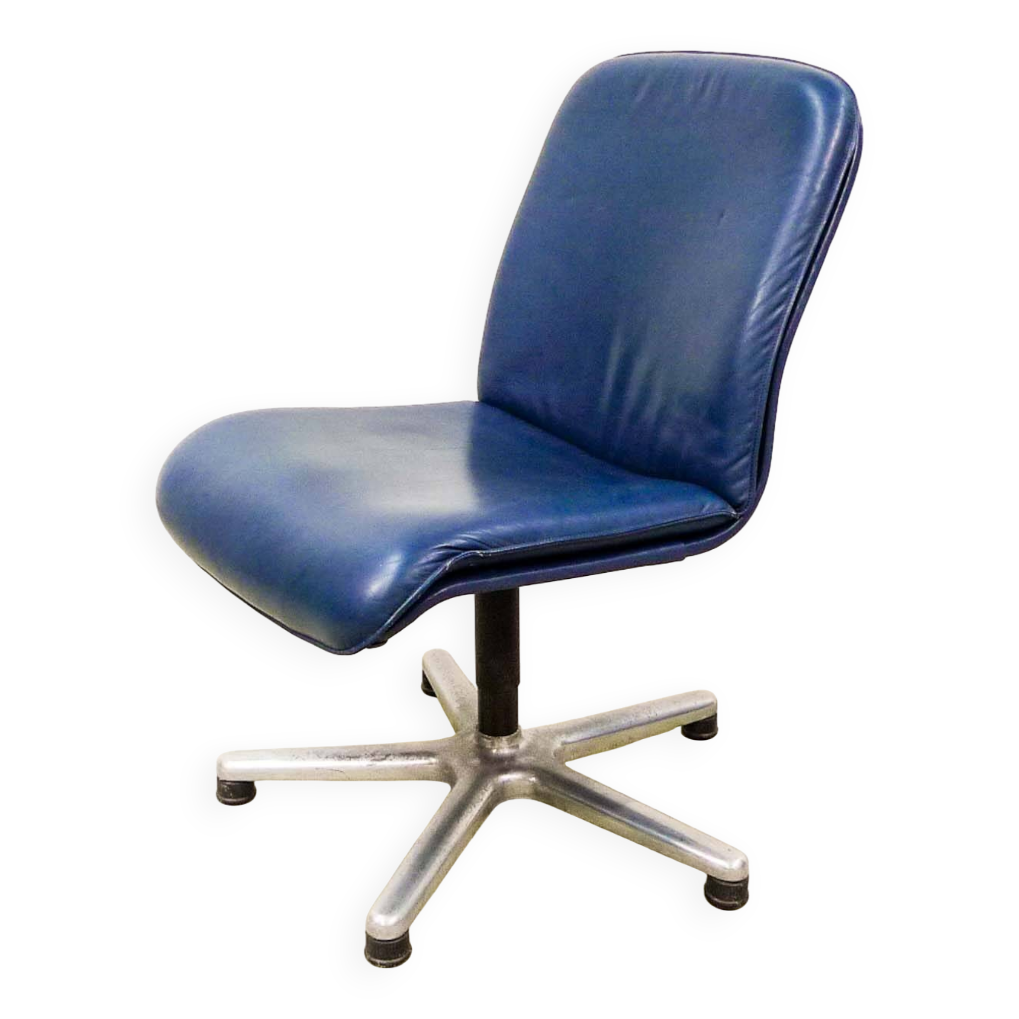 Sitag Ocean Blue Leather Executive Desk Chair. Switzerland, 1970s