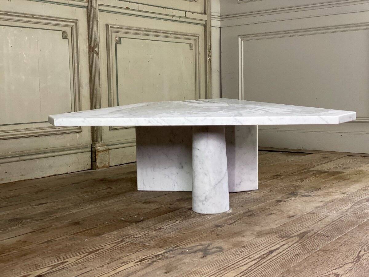 Postmodernist table in Carrara marble