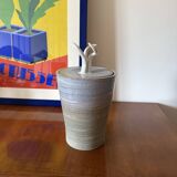 Mid-century style blue artistic ceramic vase, Gabriele Bucci Italy ca. 2000