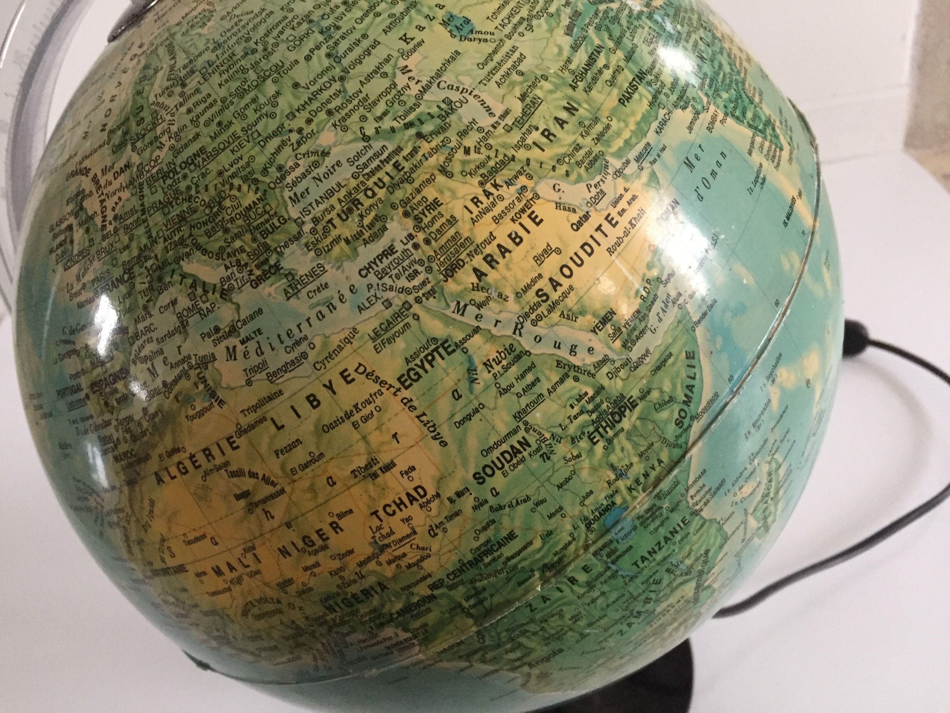 Globe earth bright black vintage