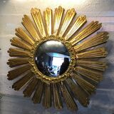 Sun mirror, witch's eye, in gilded wood circa 1960-70