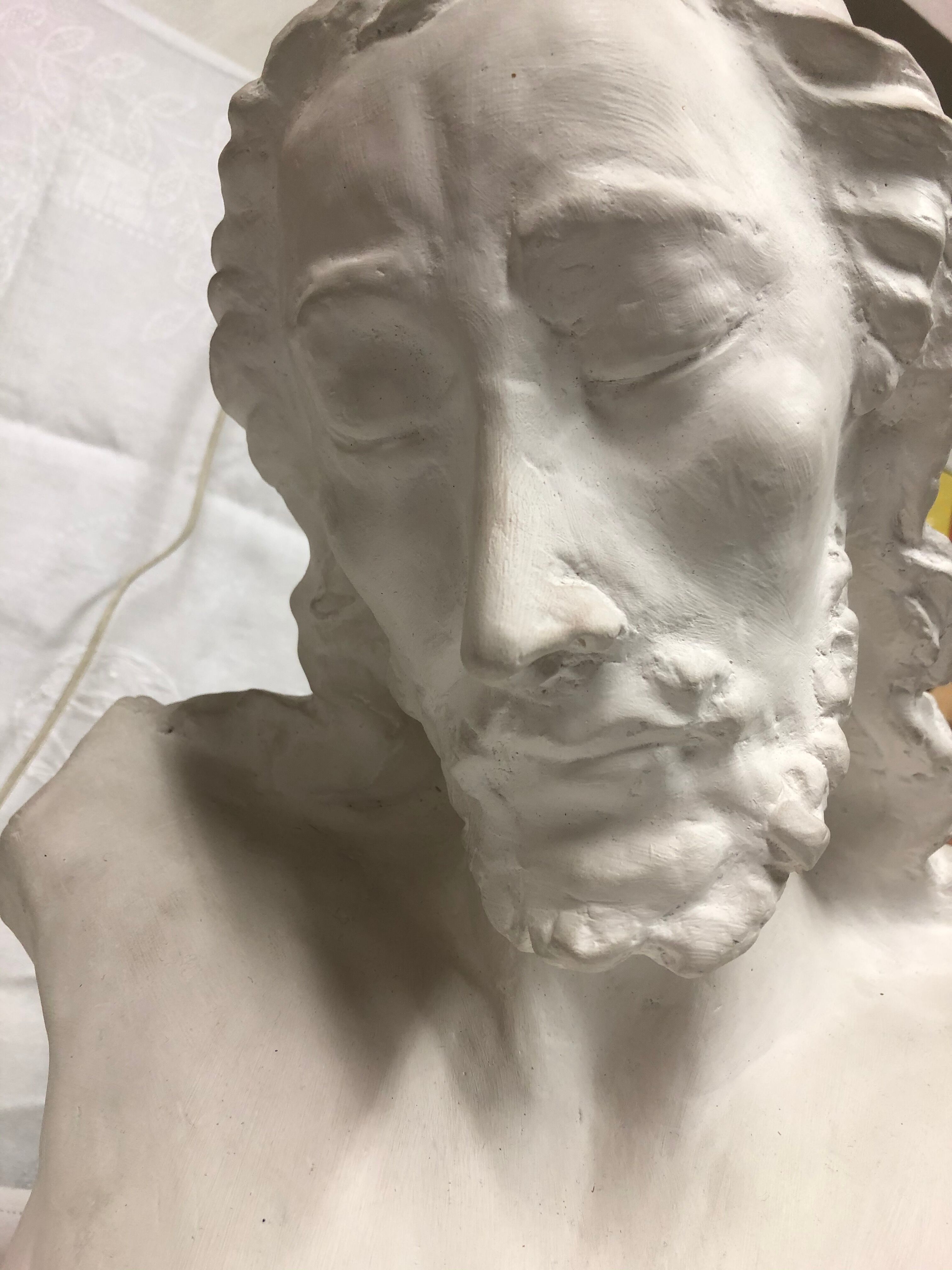 statue bust bearded man in plaster