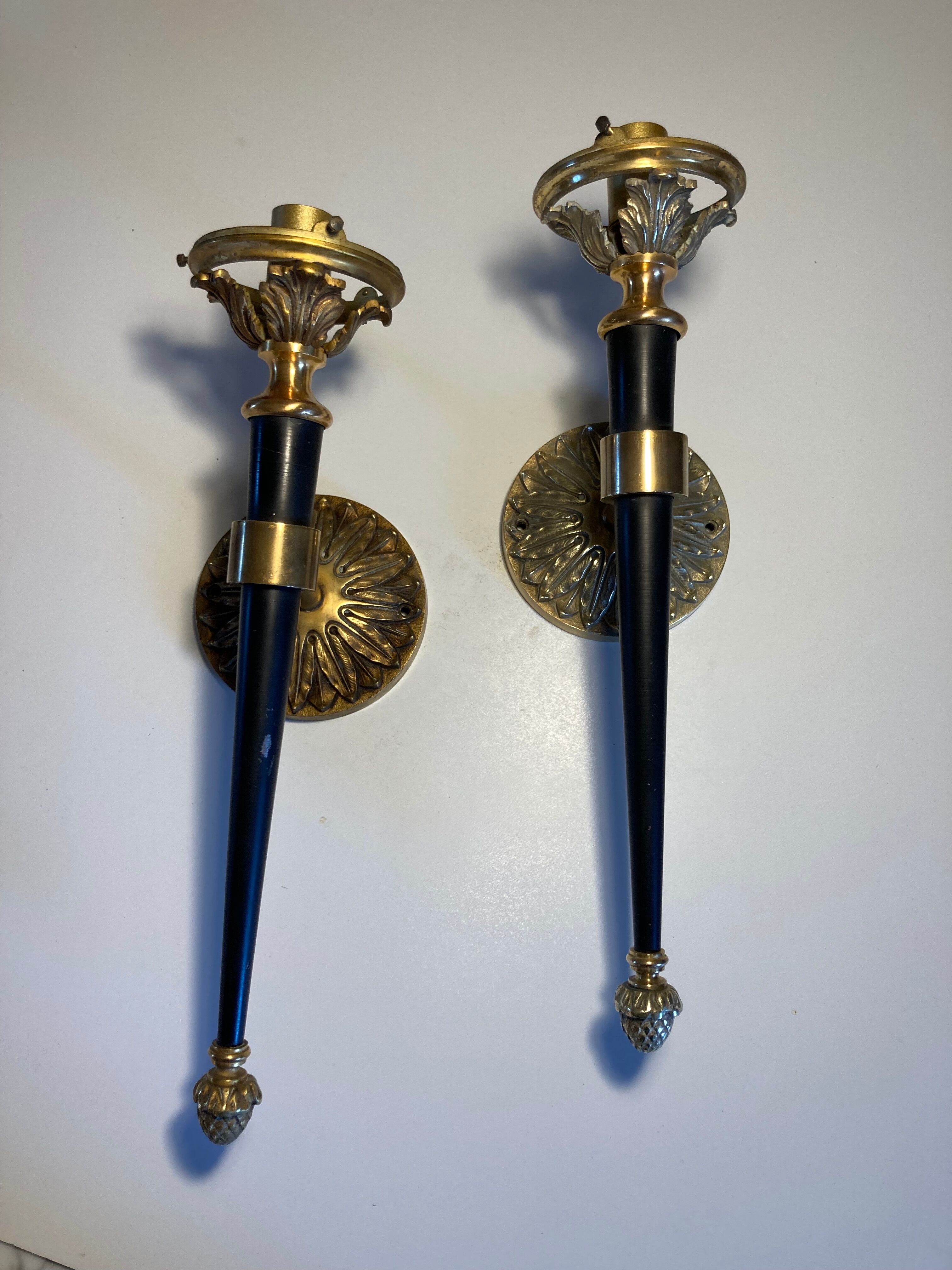Pair of torch wall lamps