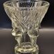 Vintage thick moulded glass/crystal vase Sculptural design Art Deco