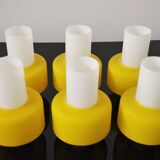 Vintage chandelier in brass and glass