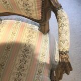 Paire de fauteuils anciens décor rocaille Louis XV Bois Massif Tissu