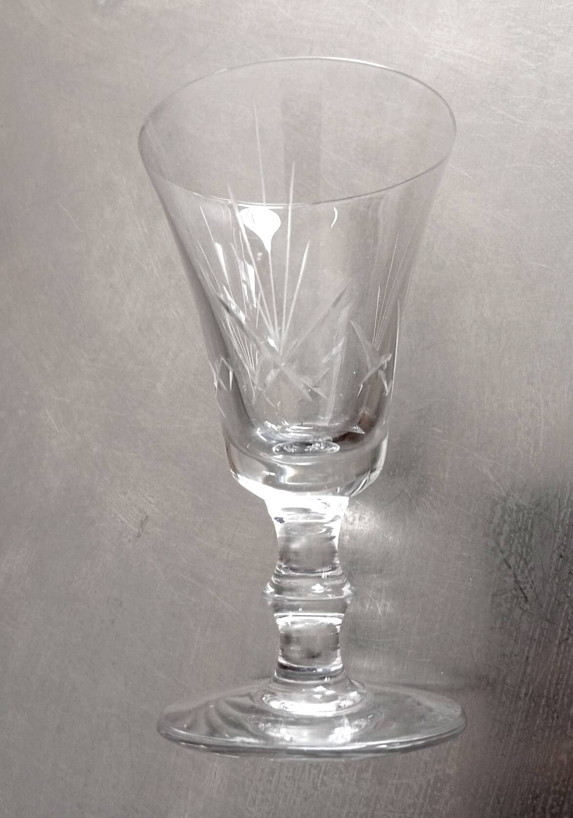 6 cut tulip glasses 1940