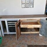 Old cabinetmaker's workbench with oak top and foot