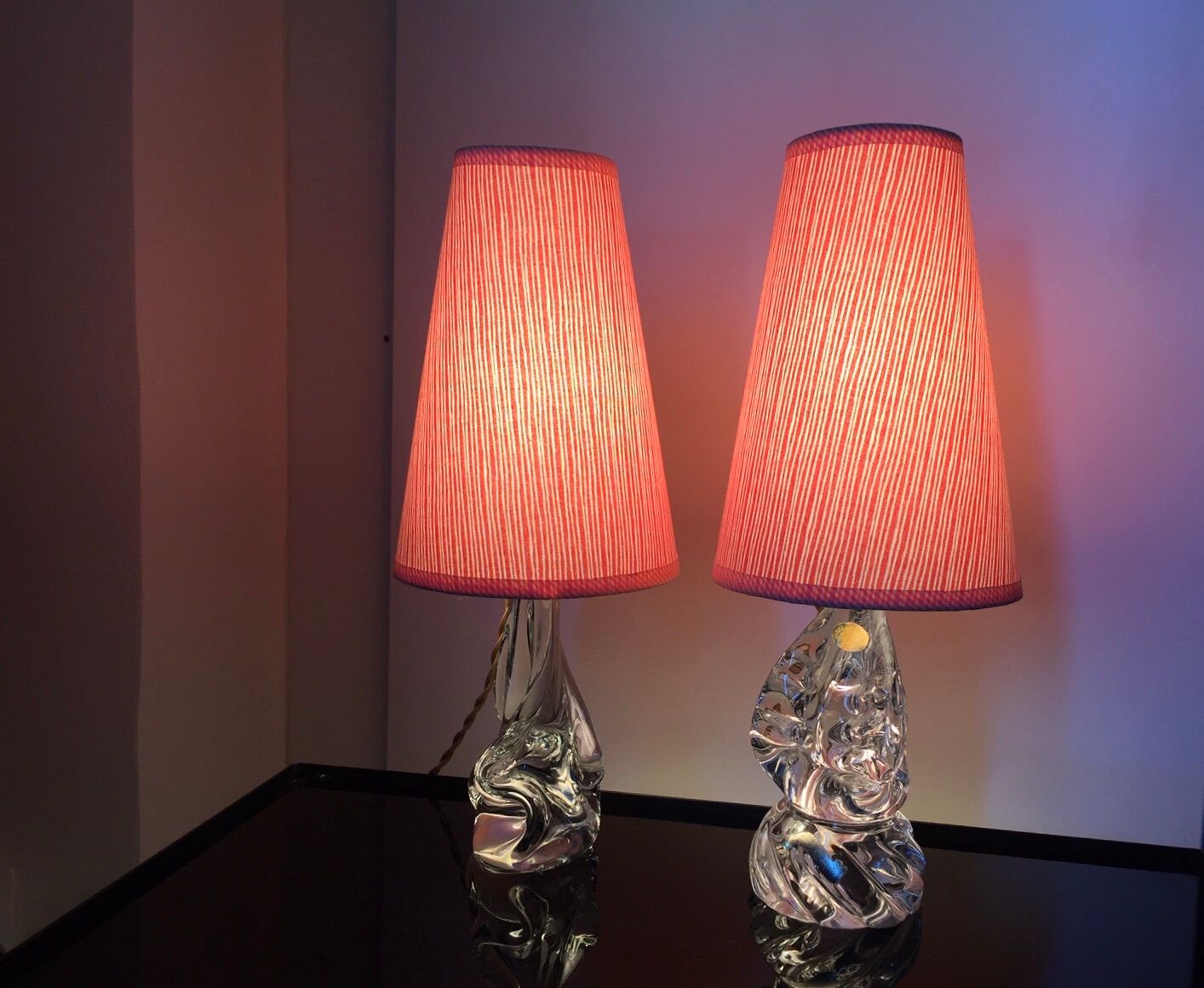 Pair of lamps, Crystal foot