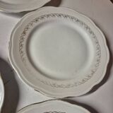 Set of 7 fine porcelain dessert plates with gilding, SFP, French company