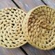 Round palm leaf basket