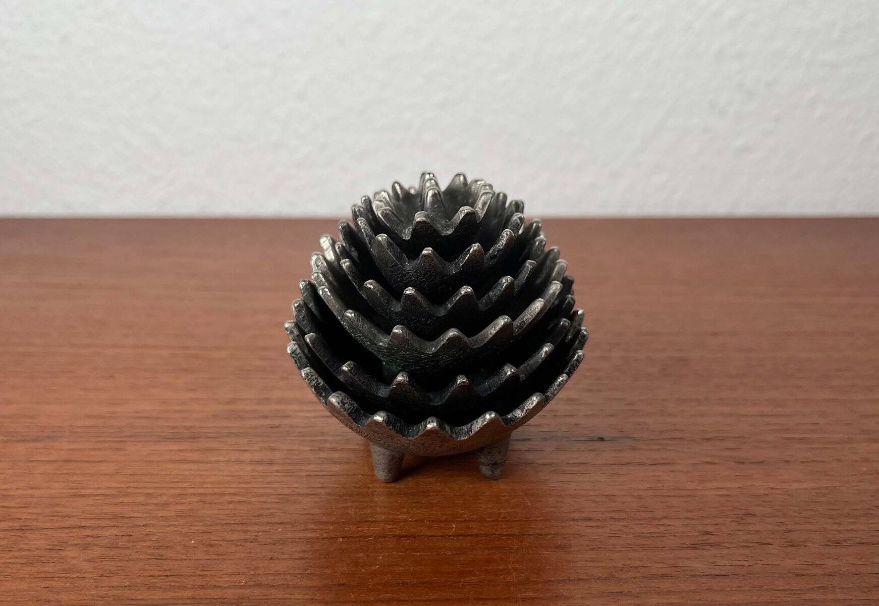 Stackable metal ashtray hedgehog mid-century USSR, 1960s, set of 6