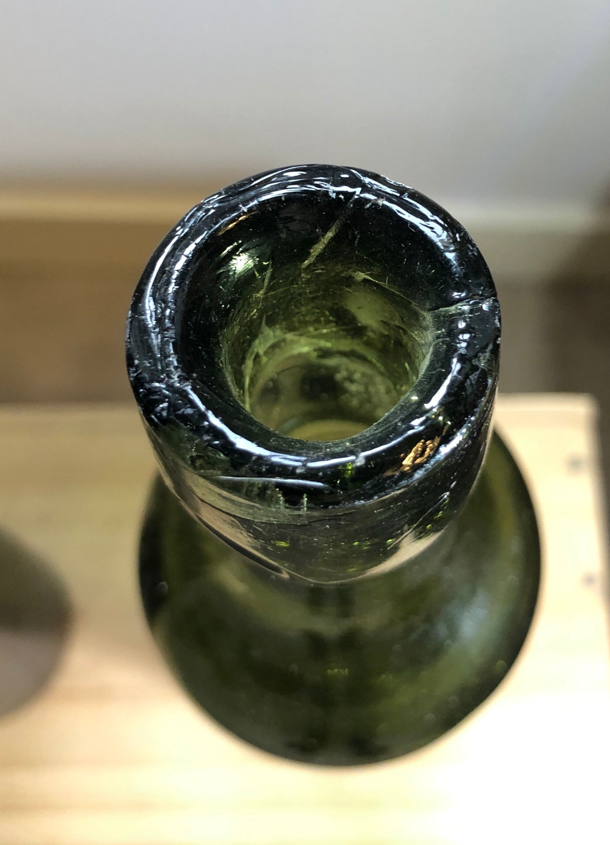 Lot of old blown glass beer bottles with marking