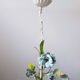 Vintage tole chandelier with light blue roses 1960s