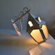 Vintage 1950 wall lamp lantern in wrought iron and glass