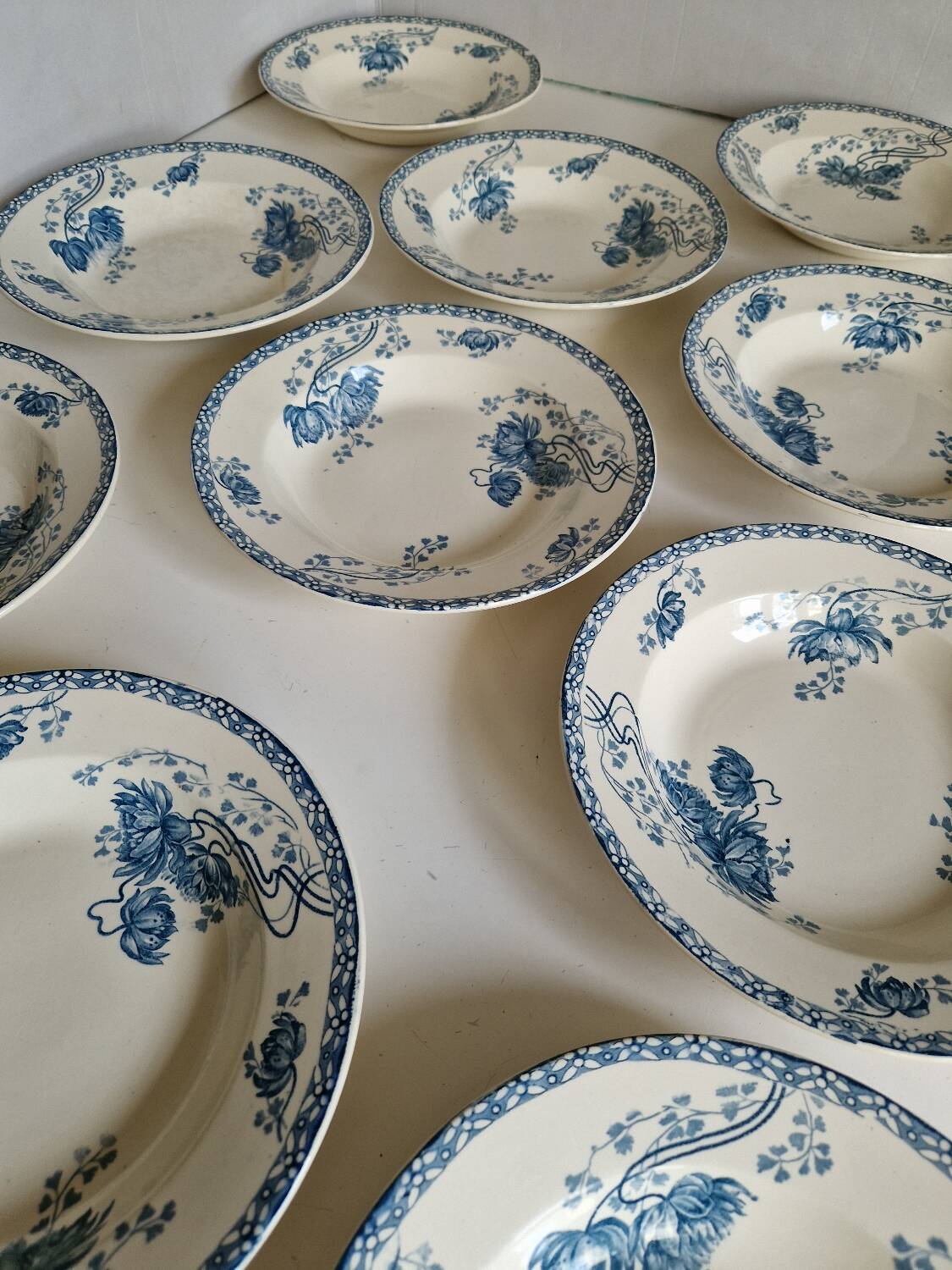 Set of 10 Deep Plates Sarreguemines Royat Models