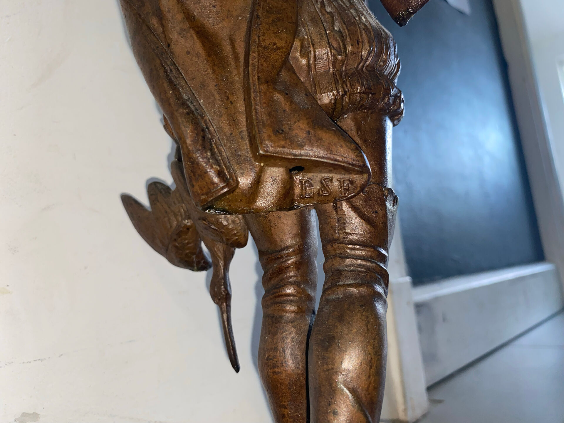 Antique statue lamp "The Hunt Louis XIII" signed LSF