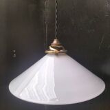Opaline cone pendant light