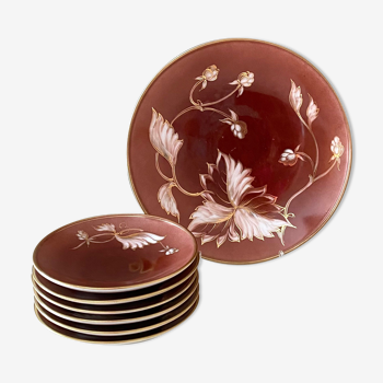 50s porcelain plates with gold rim by Fürstenberg, Mid Century plates set, serving plate