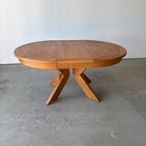 Vintage style extendable oval dining table in solid elm