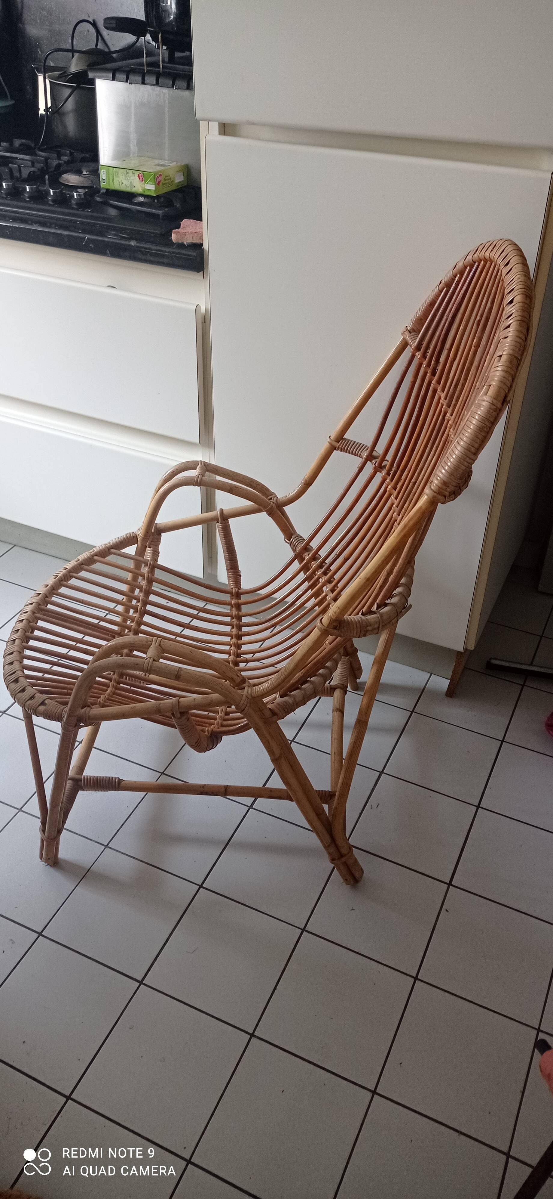 Pair of vintage rattan/wicker armchairs from the 70s