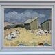 Mid 20th century "before the rain" swedish landscape animal cow oil painting, framed