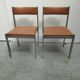 Paire de chaises vintage métal chromé & simili cuir marron (70s)