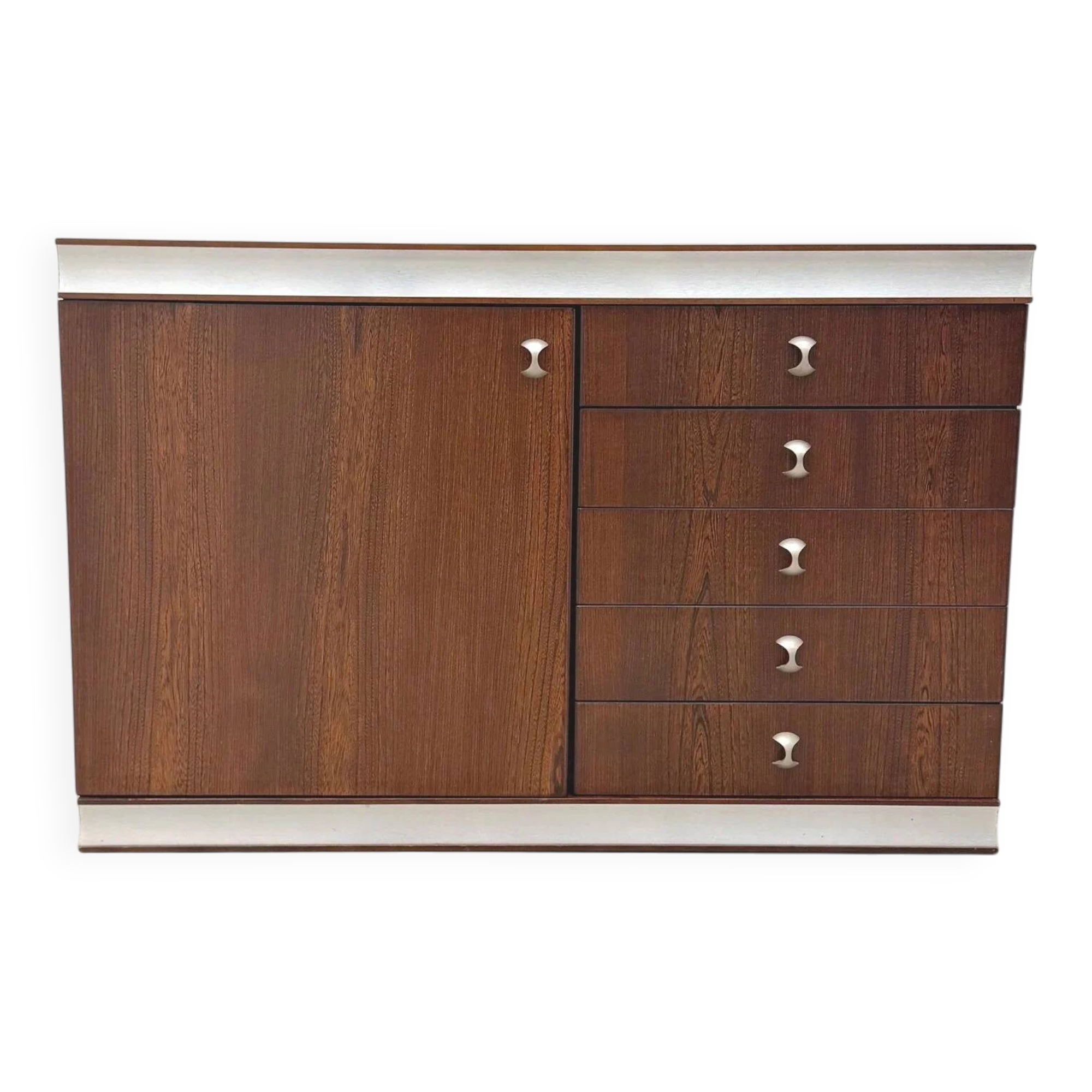 Commode en bois et aluminium, France 1970