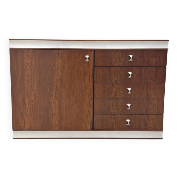Commode en bois et aluminium, France 1970