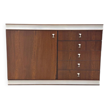 Commode en bois et aluminium, France 1970