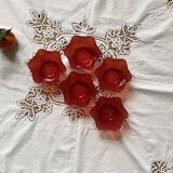 Set of 5 red colored glass bowls Bormioli Rocco Italy ACC-7269