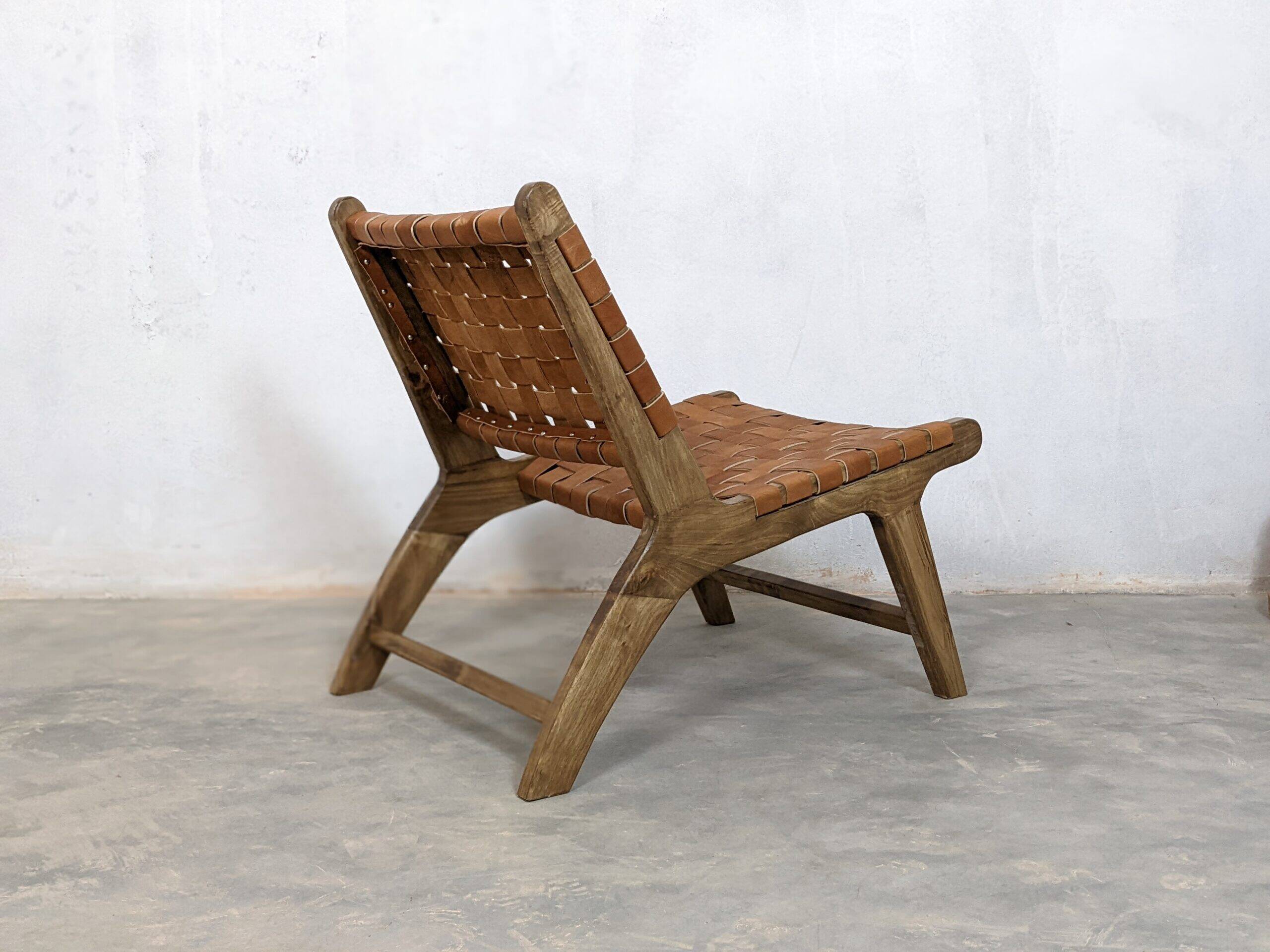 Two Moroccan leather armchairs