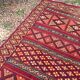 Vintage Boho Chic Berber Kilim Rug 200x115 Wool Tunisia Red
