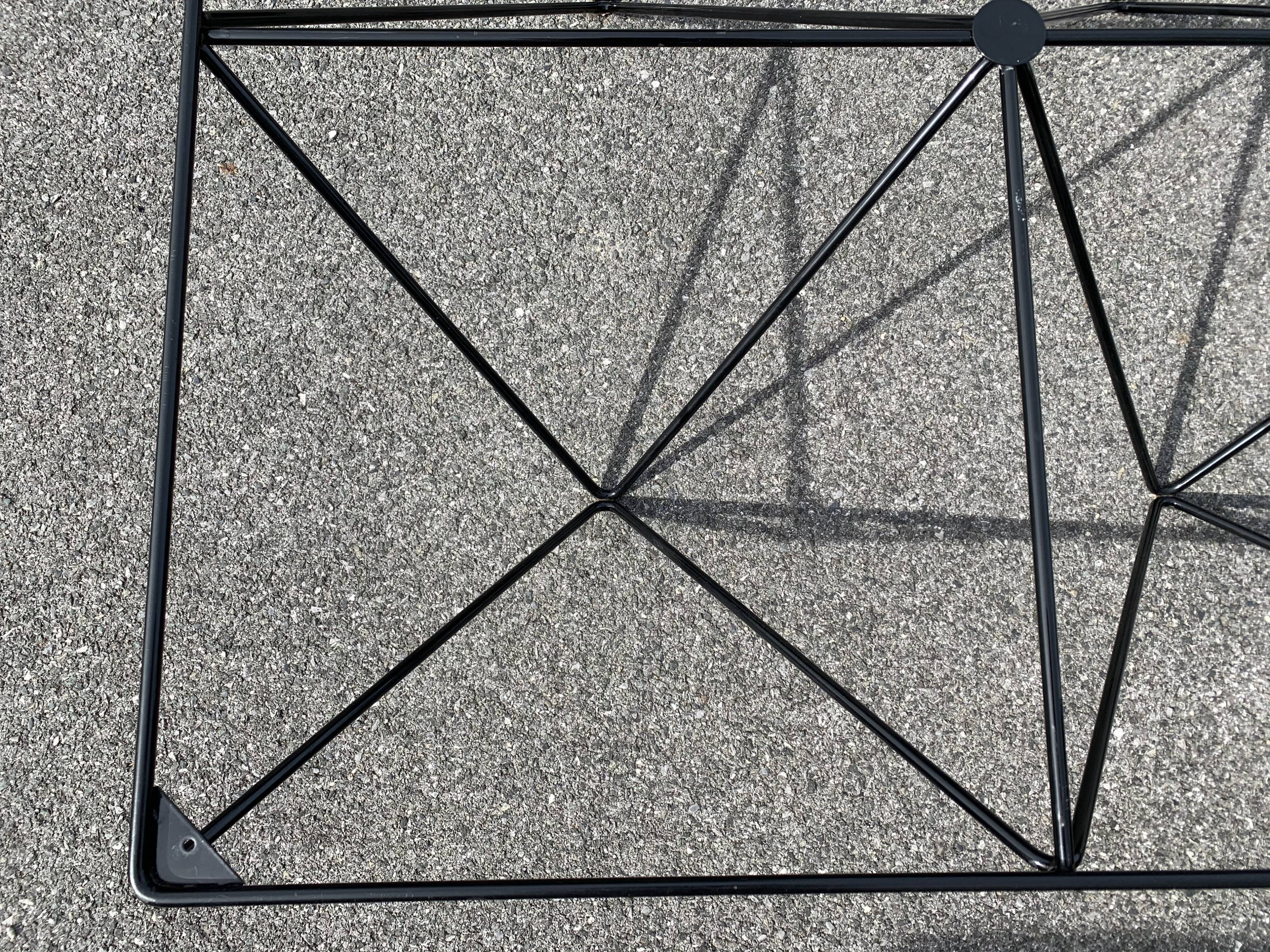 Square coffee table in black tubular steel, 1980