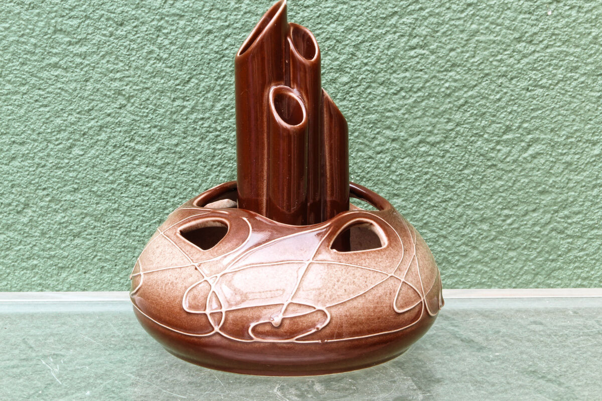 Ceramic vase, flower holder, ikebana, signed, 1960s