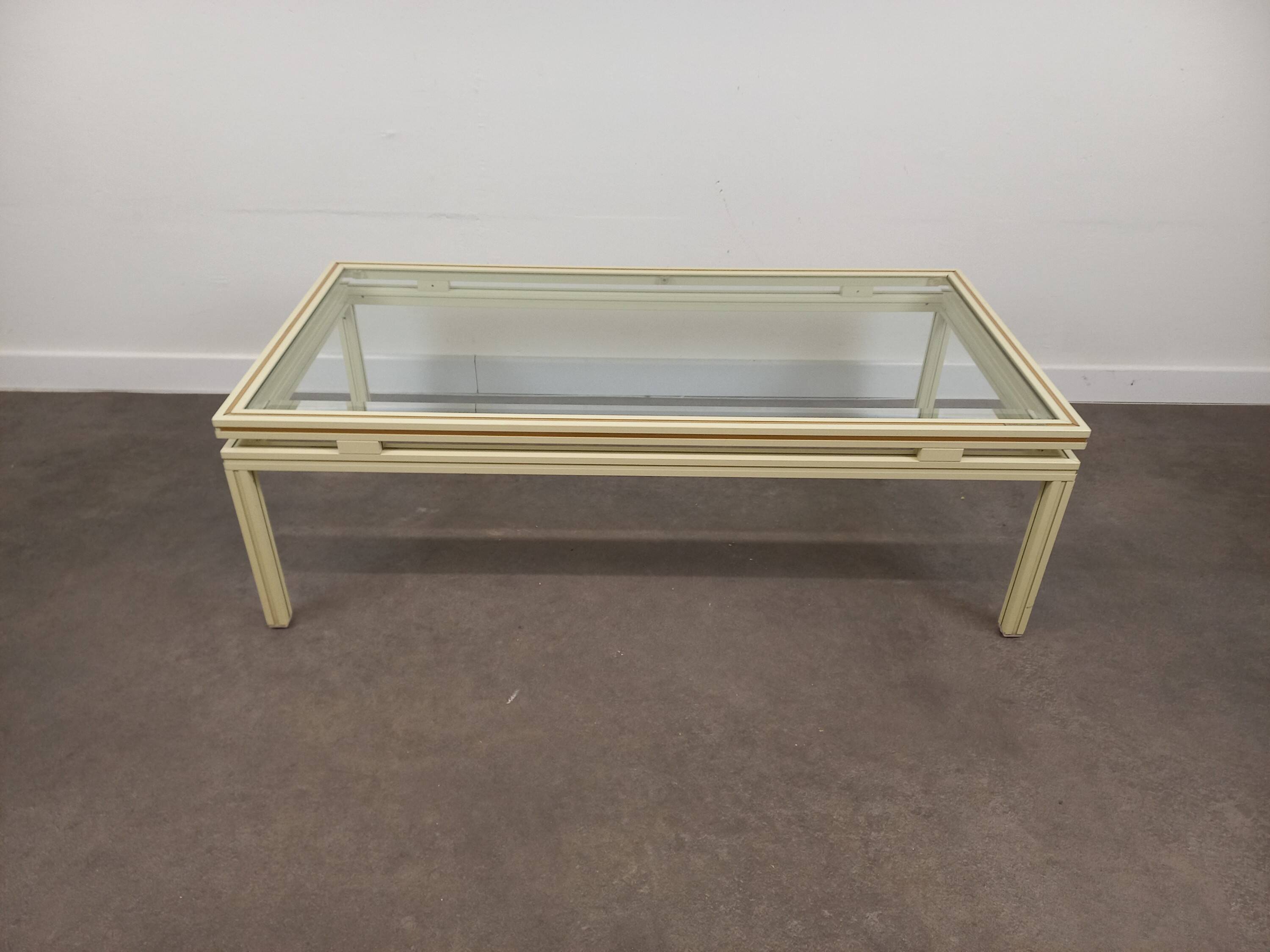 Glass and metal coffee table Pierre Vandel