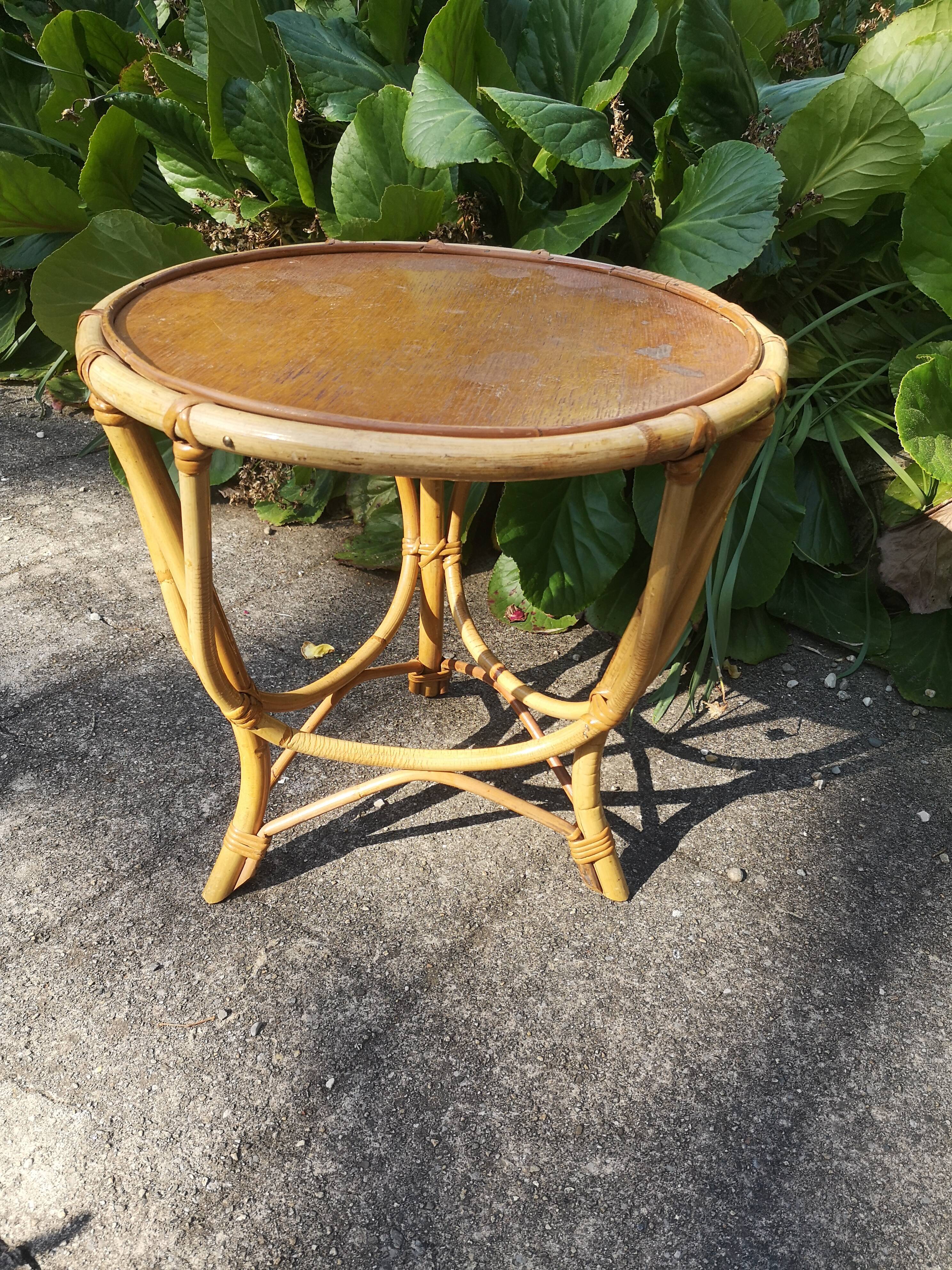 Rattan side coffee table