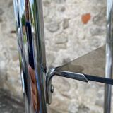 Vintage 1970s Rectangular Chrome High Shelf with 5 Smoked Glass Shelves